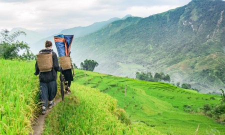 Trekking through Sapa valley in Vietnam