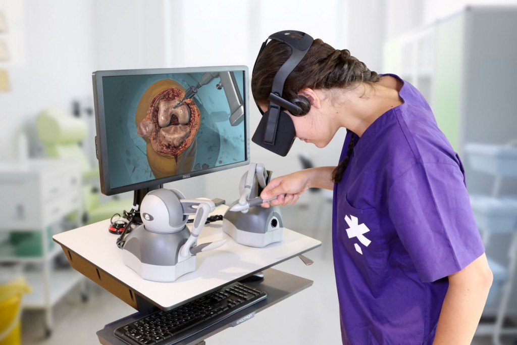 Future surgeon practicing surgery with VR