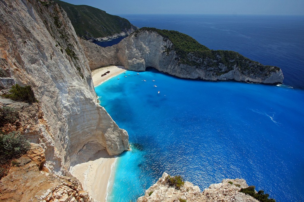 Zakynthos island and its nice sea surrounded with rocks