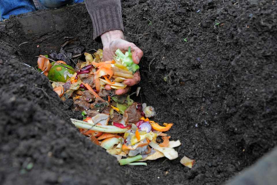 Adding composting material