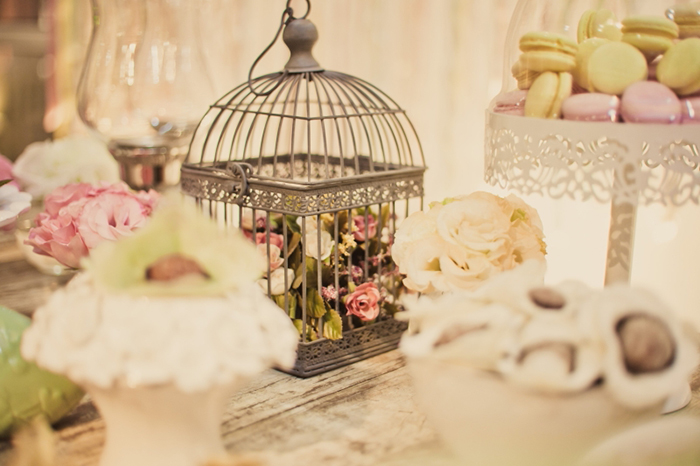 Birdcage with flowers