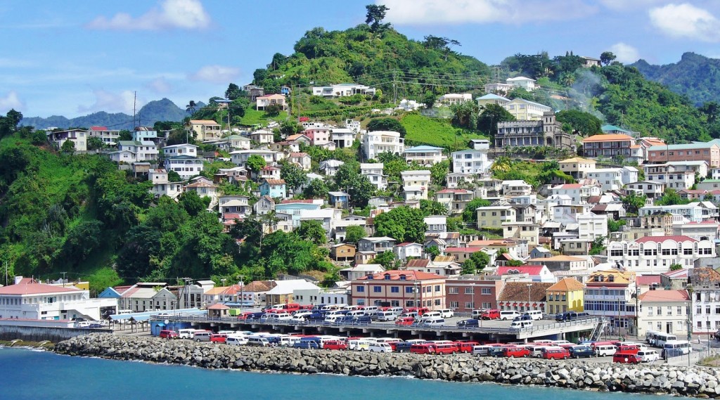 Houses and forest by the sea