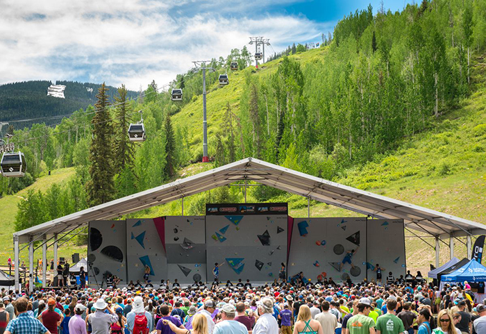 Summer festival stage and the crowd in the forests 