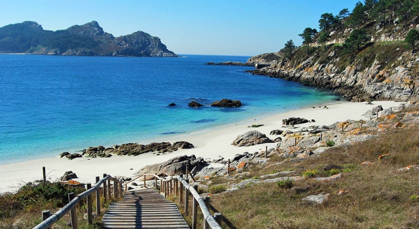 Beach and a wooden walking path