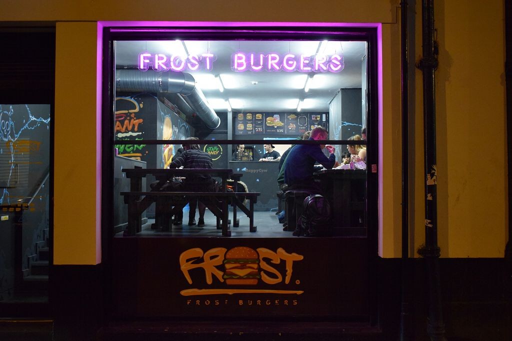 Front of Frost Burgers in UK with two persons eating