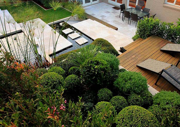 modern garden from above