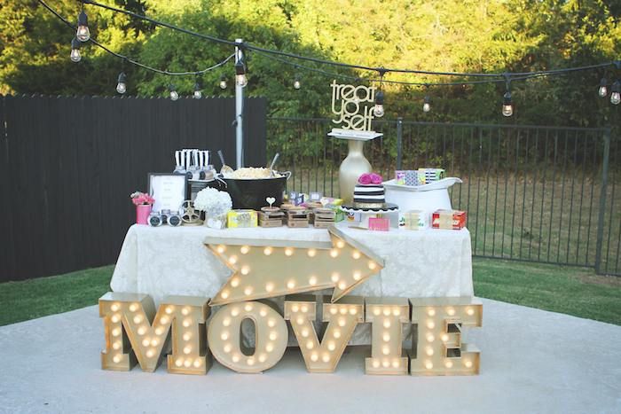 outdoor party buffet setting