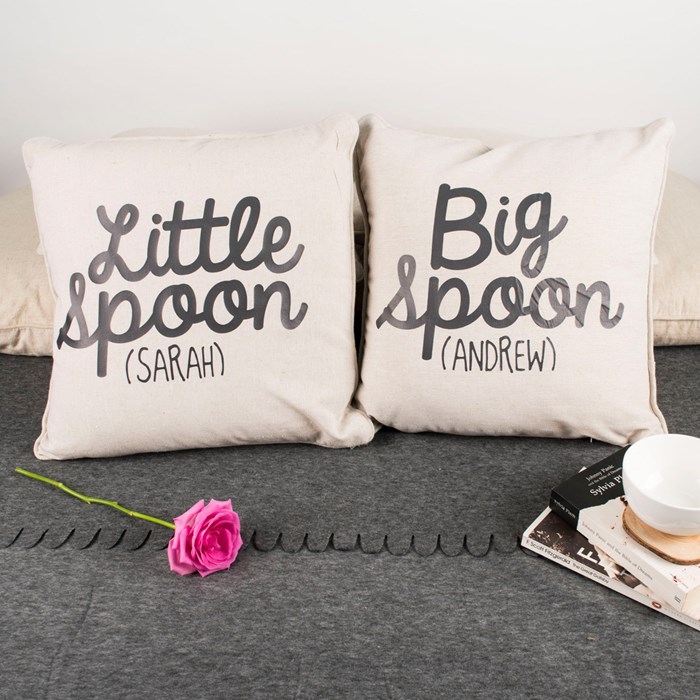 two personalized chair cushions