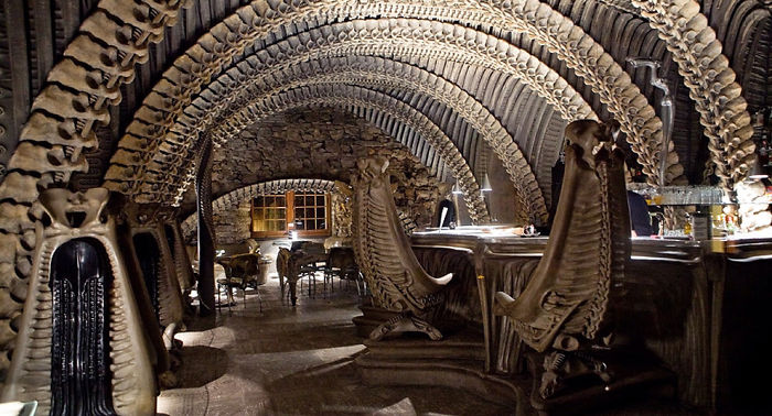 skeleton themed restaurant interior