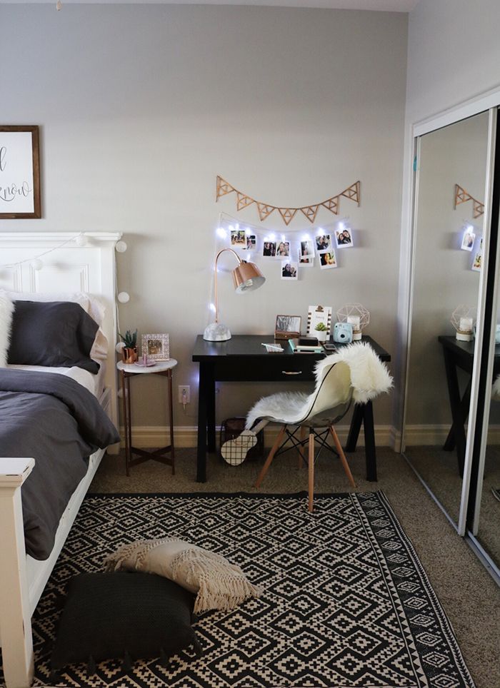 black and white bedroom