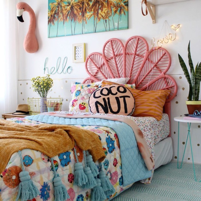 tropical teenage bedroom interior