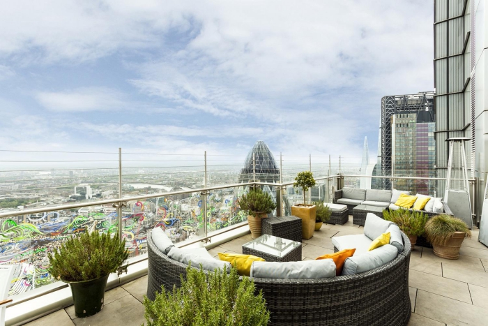 Sushisamba terrace London view plants outdoor furniture