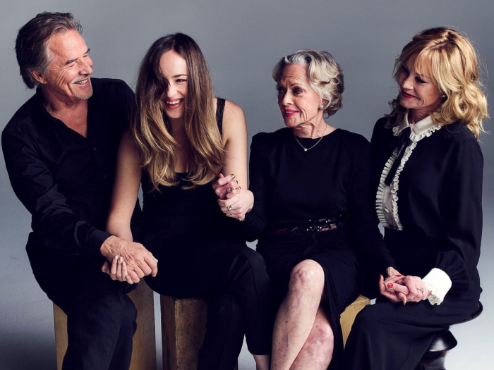 Dakota Johnson family all dressed in black Melanie Griffith Don Johnson