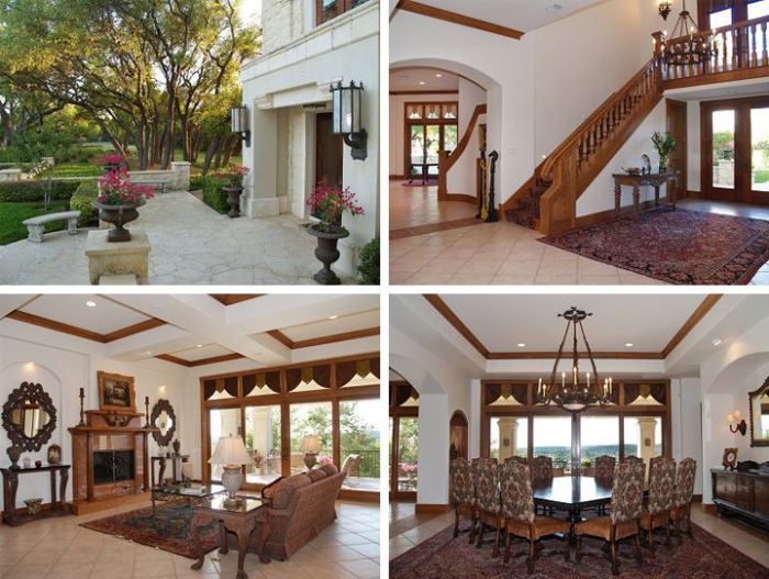 McConaughey lake mansion interior wooden details fireplace staircase