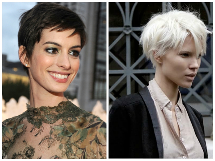 celebrities with shaped straight pixie model and actress 