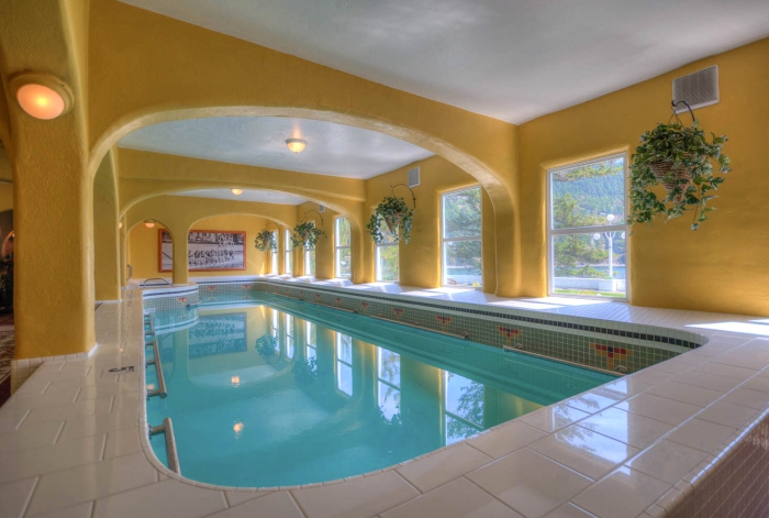 Best spa resorts in USA - Rosario Resort Indoor pool yellow interior relax and spa area