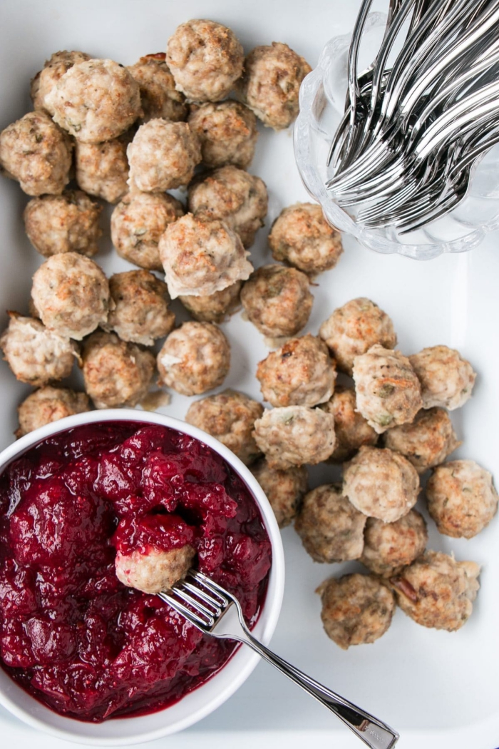 Thanksgiving side dishes homemade cranberry sauce with meat balls