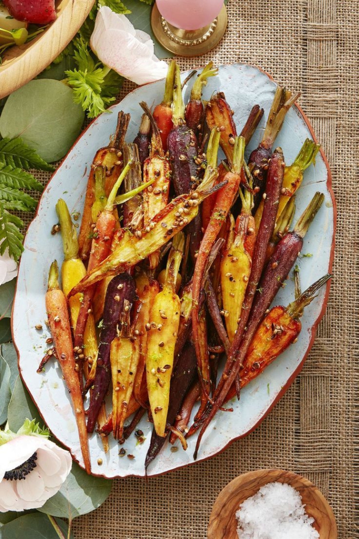 colorful carrots cut in half glazed carrots thanksgiving side dish