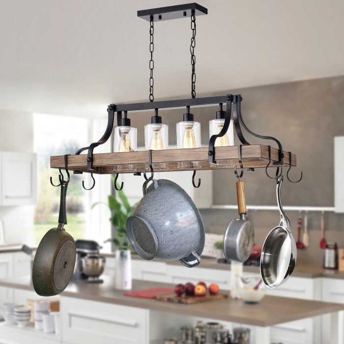 practical kitchen light with hooks for hanging pans modern lighting solutions