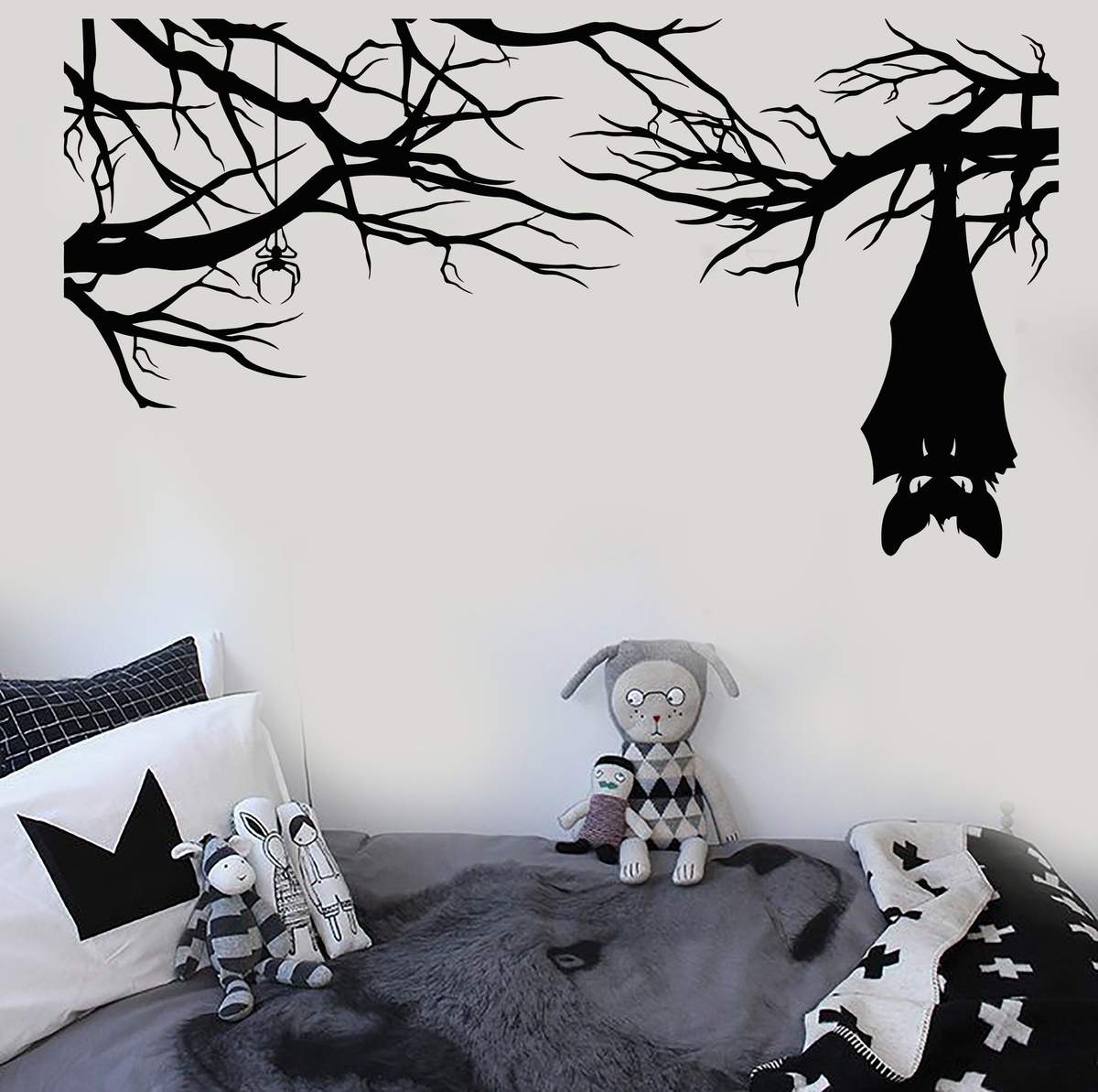 spooky Halloween decorations black bat wall stickers in a kids room