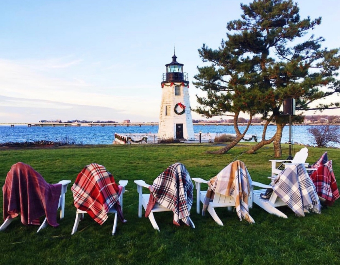 Thanksgiving in Congress Hall New Jersey seaside lawn with chairs and blankets