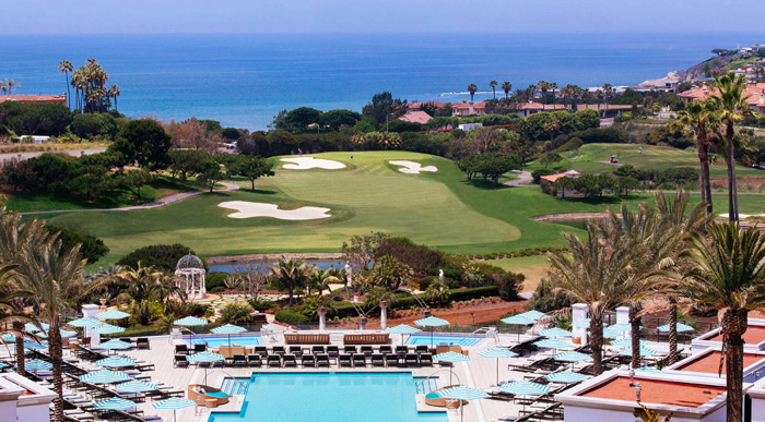 Golf course outdoor pool and ocean view