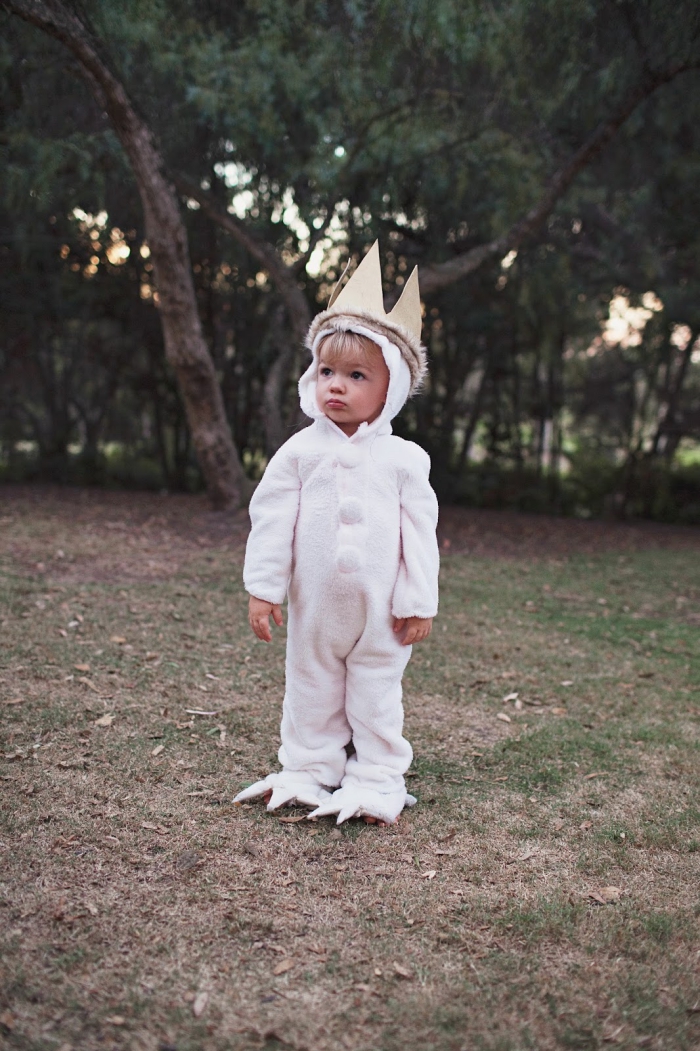 Little boy white Halloween costume the wild things white crown