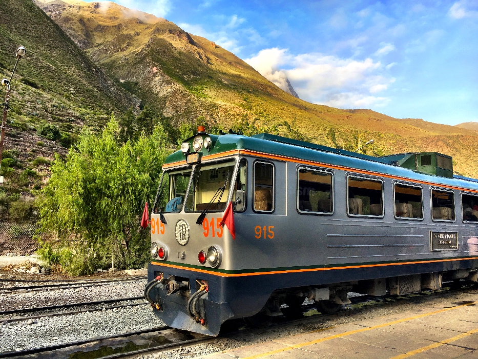 The train to Machu Picchu train at a station