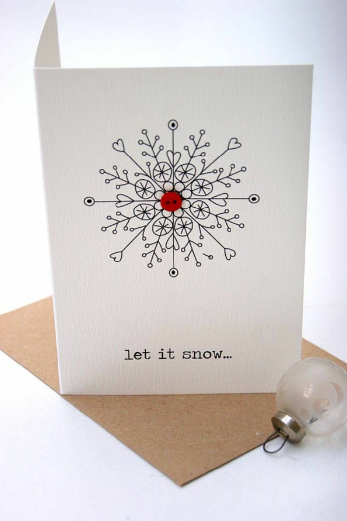 Christmas cards with buttons simple snowflake card let it snow