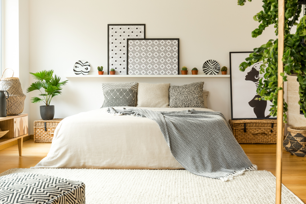 Cozy bedroom with african decorations 