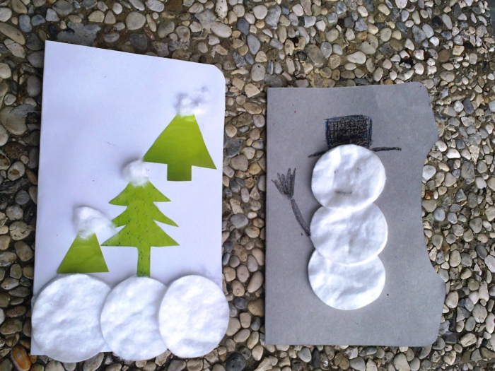 Cotton Pads Christmas DIY cards ideas two cards made with cotton