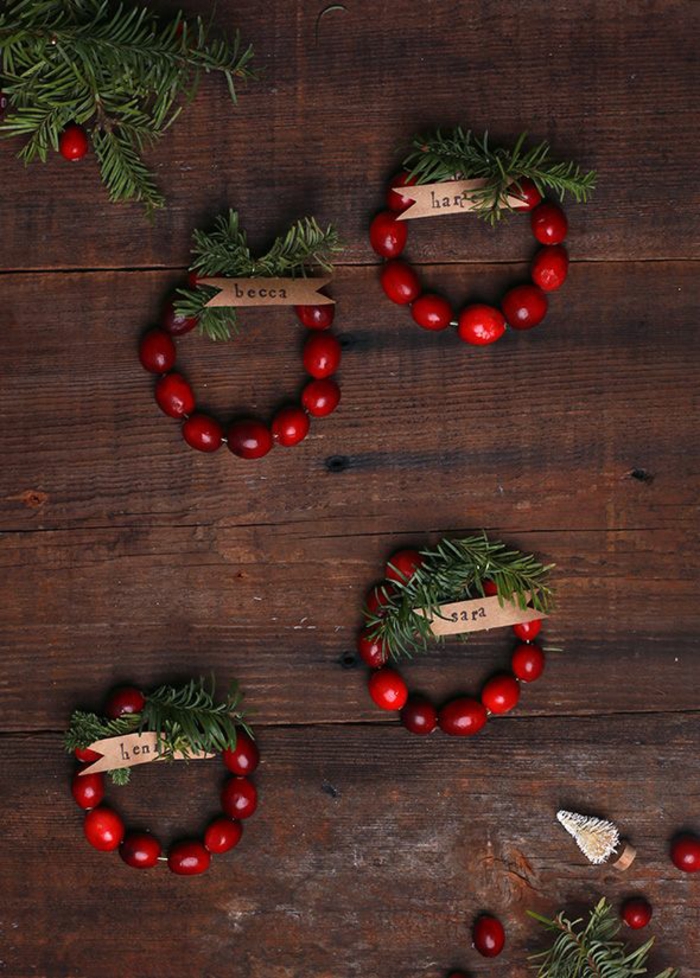 Cranberry Christmas natural decorations bracelets green branches