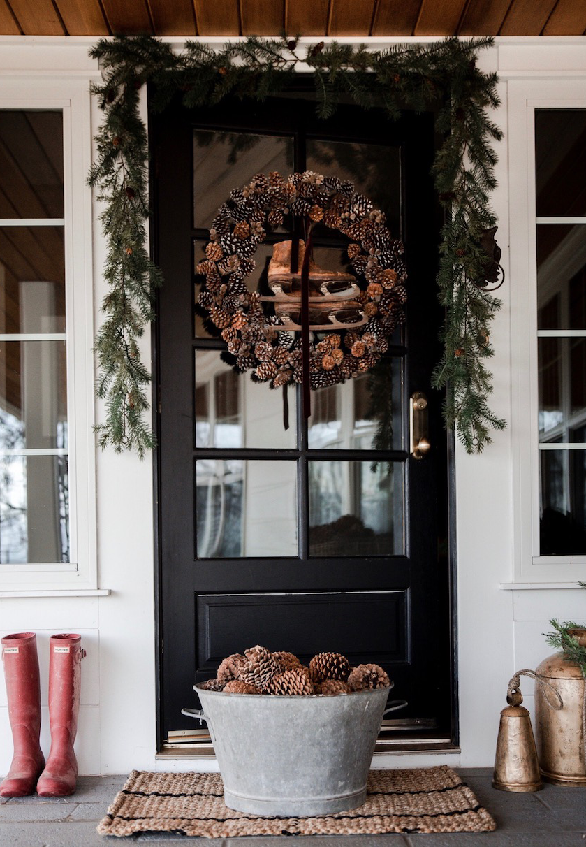 Glam Pinecones Christmas front door decoration