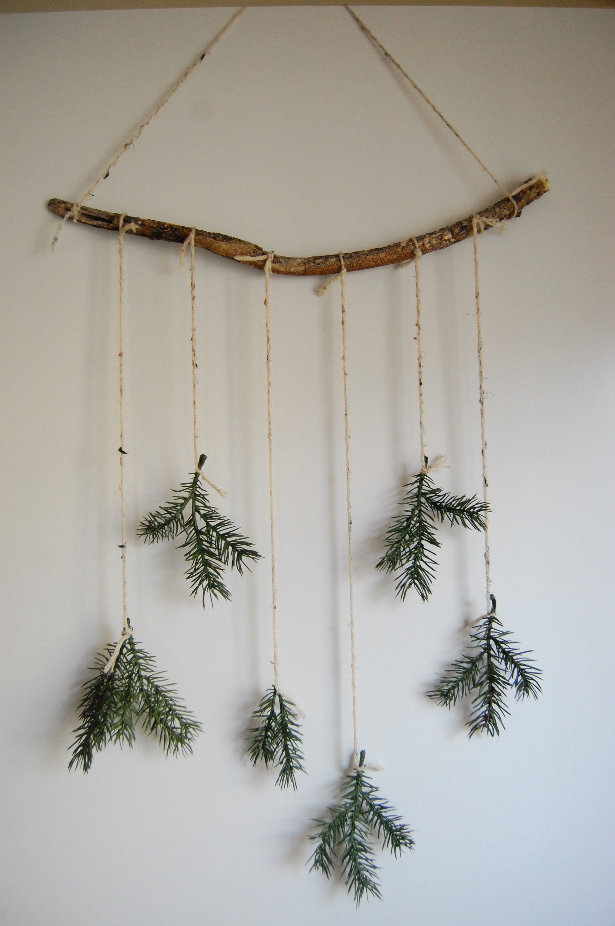 Natural Christmas wall decoration green branches