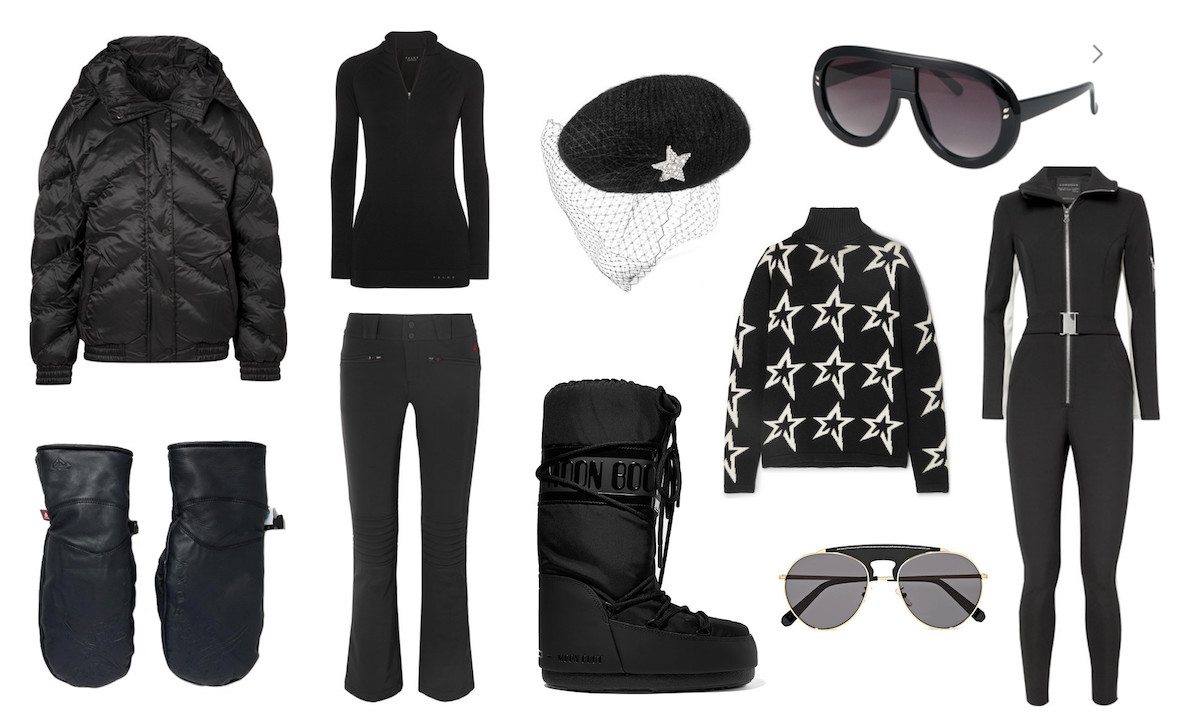 Ski wear trends monochrome different winter sport items