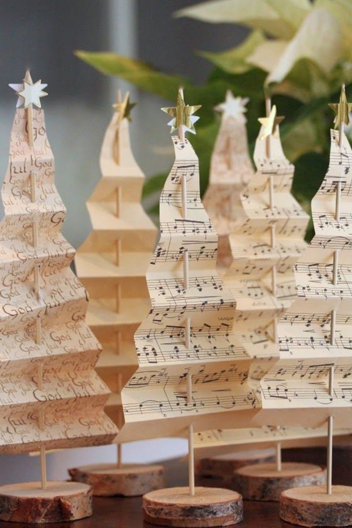 Christmas trees made from musical sheets