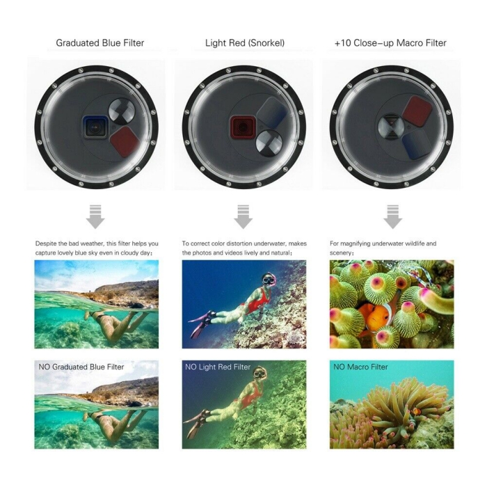 GoPro Underwater filters ideas for diving three different modes example pictures