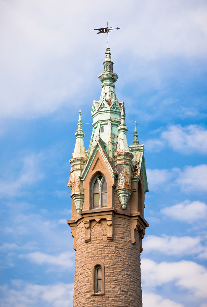 Gothic tower roof top window sky