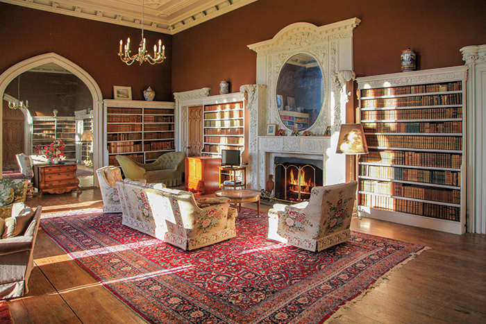 Knockdrin Castle Gothic Mansion in Ireland luxury interior fireplace