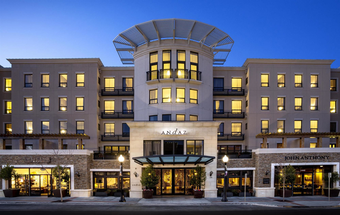 Andaz Hyatt Napa hotels exterior front view hyatt hotel at night