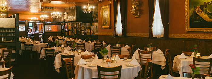 Bamonte's luxury Italian restaurant interior tables white cloth