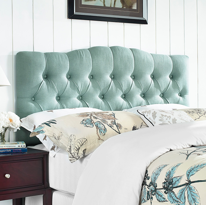 cool diamond tufted headboard piece light blue bedroom design ideas