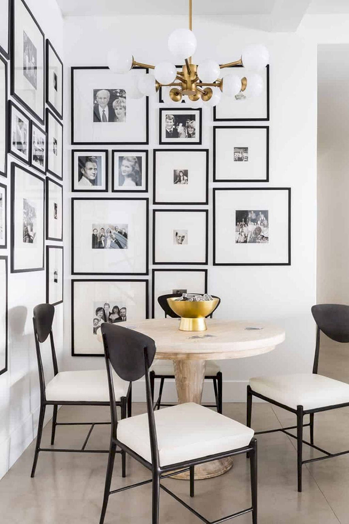 Cool Photo Wall Ideas Corner Gallery Wall Black and white stylish arrangement