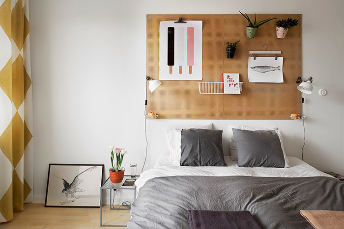 DIY Headboard Pegboard Bed Piece ideas pin board bedroom