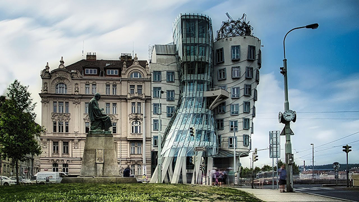 Dancing House Prague Architecture statue square modern architecture