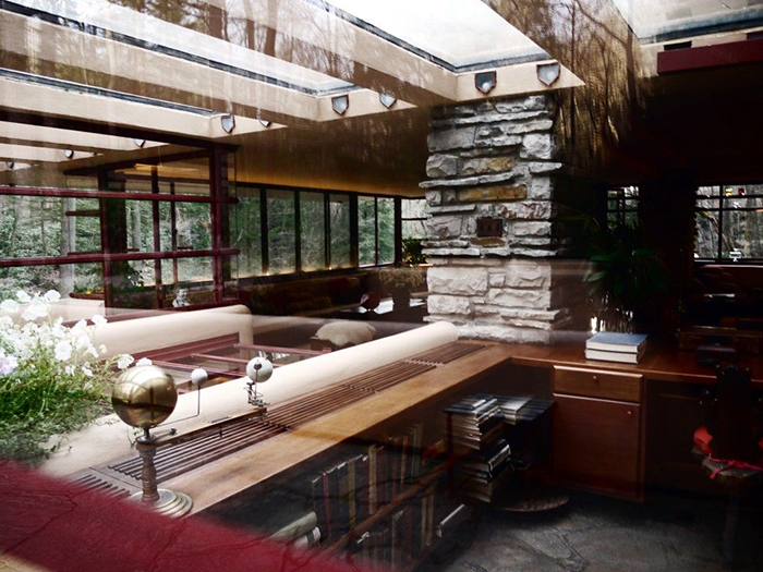 Fallingwater Inside mid century modern architecture interior glass roof