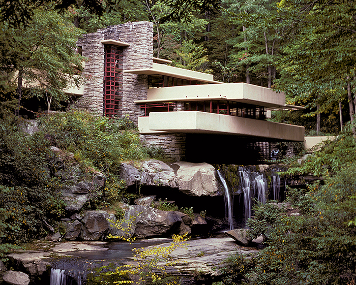 Fallingwater Mid Century Modern Home on a waterfall 