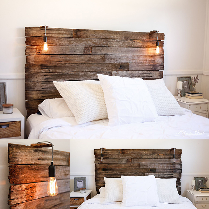 Farmhouse Headboard Ideas wooden rustic bed 