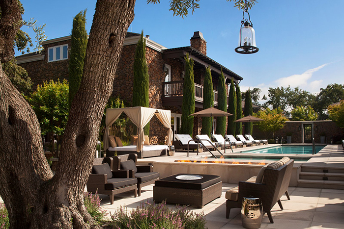 Hotel Yountville luxury Napa hotels outdoor pool garden view 