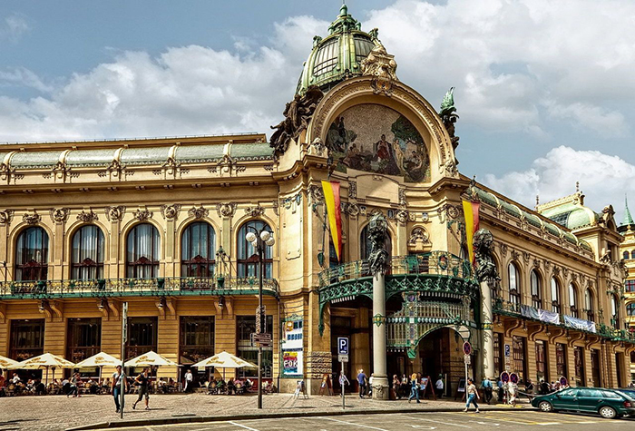 Municipal House Prague square architecture touristic sights